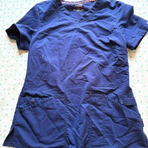 Womens USED Happy Place 2 piece Scrub set, blue - Size Small